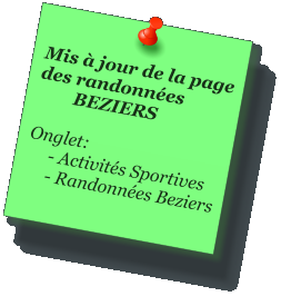 Mis � jour de la page des randonn�es         BEZIERS  Onglet:      - Activit�s Sportives      - Randonn�es Beziers